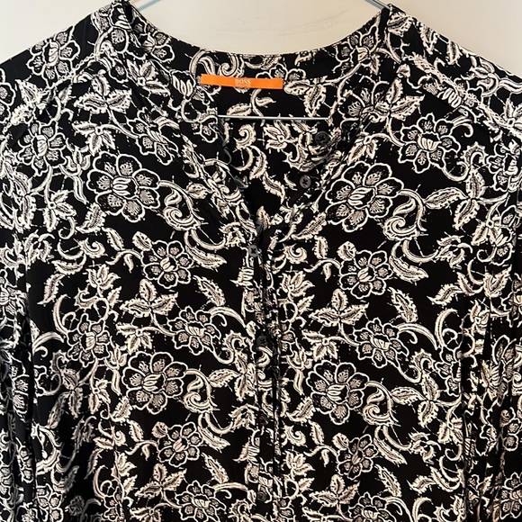 Hugo Boss Orange Floral sz 4/M Long Sleeve Half Buttons - Picture 2 of 7
